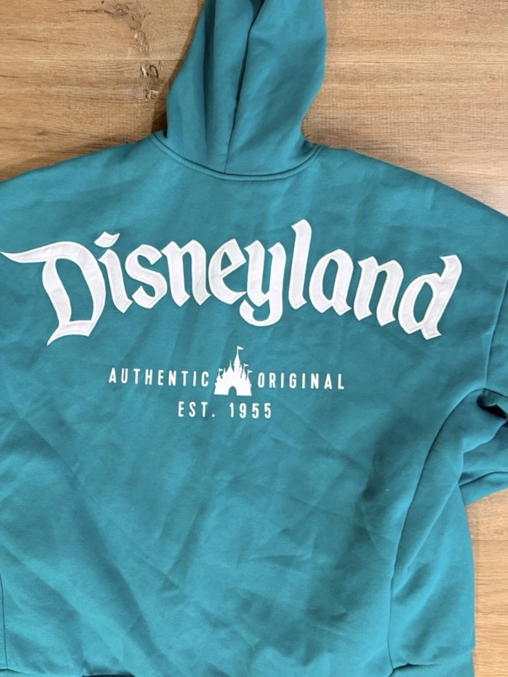 Disneyland Teal Blue Green Zip Up Hoodie Sweatshirt Original 1955 Adult L